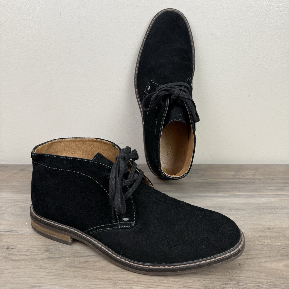 Vionic Men's Bowery Chase Chukka Boot Lace Up US‎ 10 Black Suede Comfort Office